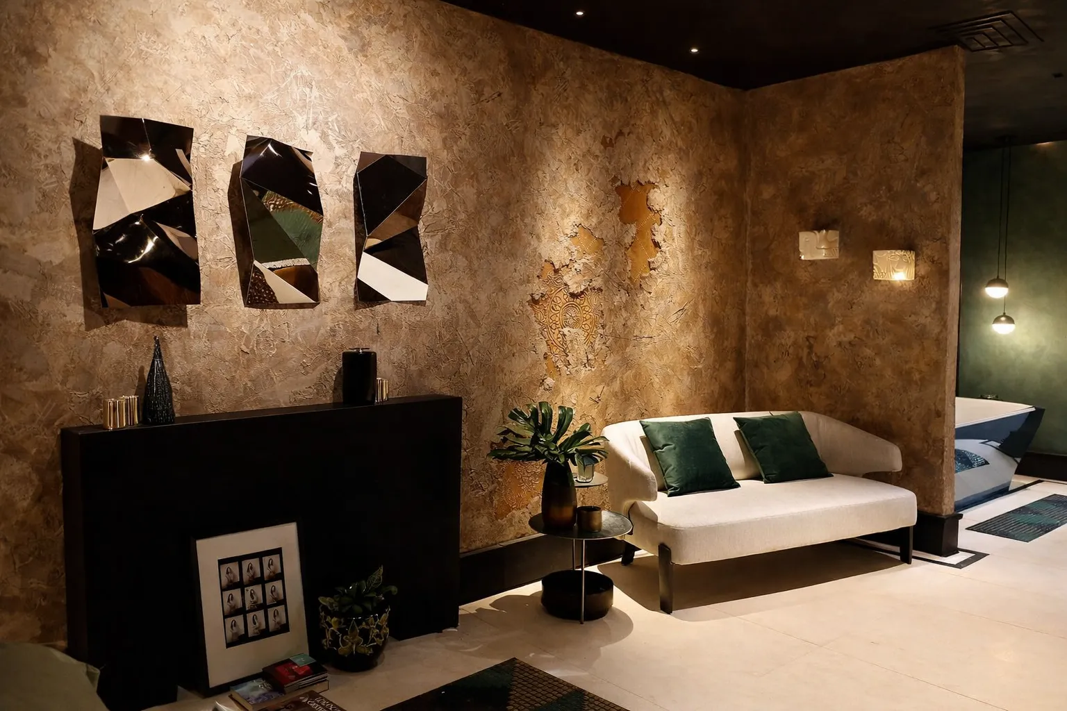 Pared con acabado decorativo efecto muro antiguo