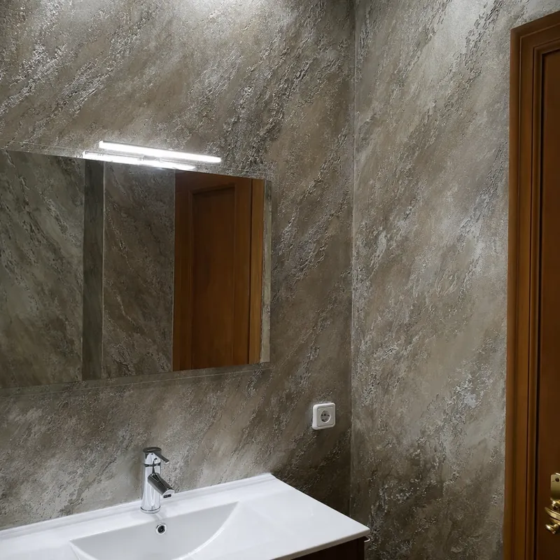 Pared con acabado Ilusiones que recrea juegos visuales y texturas trompe-l'œil
