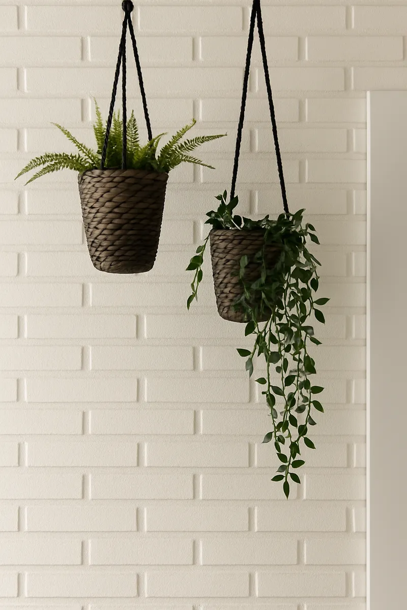 Pared con acabado Tanagra efecto ladrillo blanco artesanal